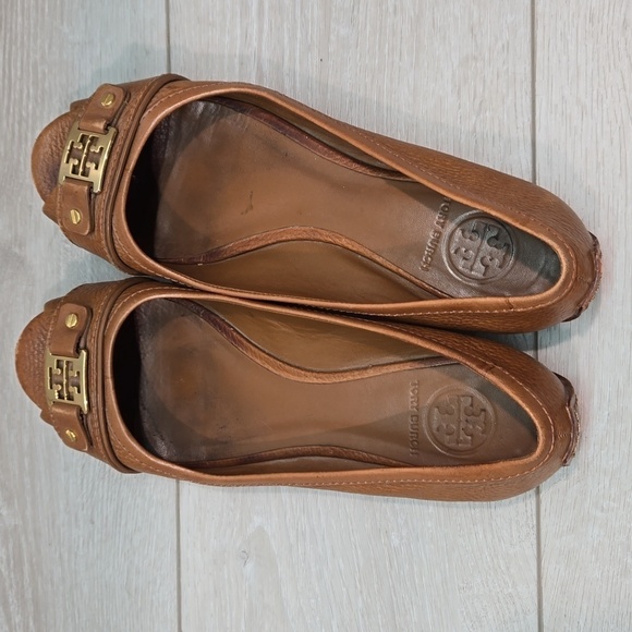 Tory Burch Womens Clines Logo Open Toe Flats Loafer Slip on shoes sz 10M - Picture 7 of 16